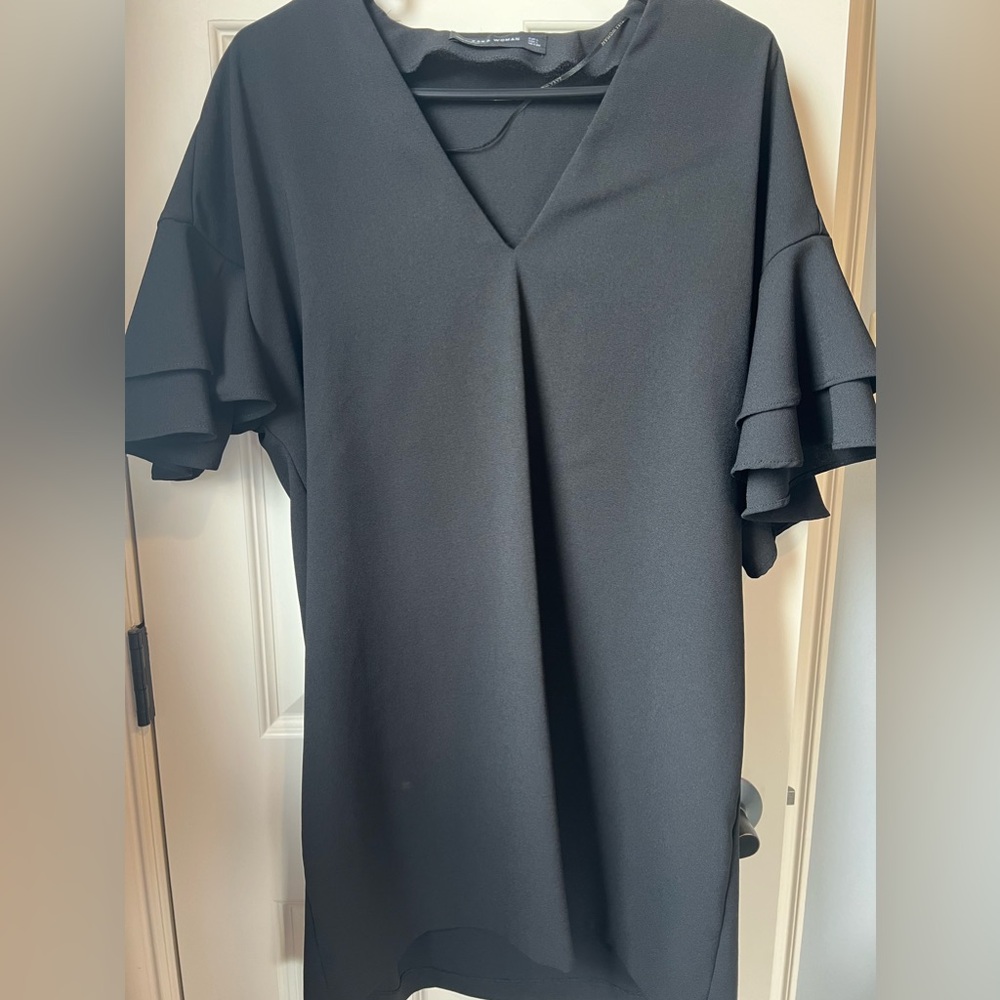 Zara little black dress with bell sleeves